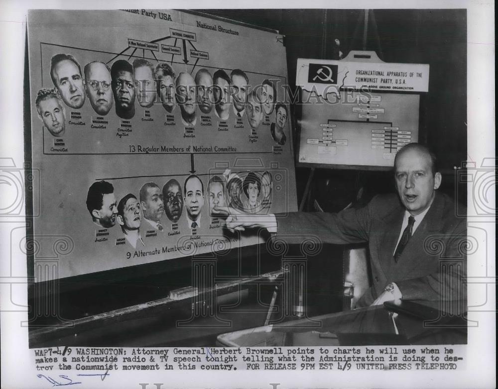 1954 Press Photo Attorney General Herbert Brownell - Historic Images