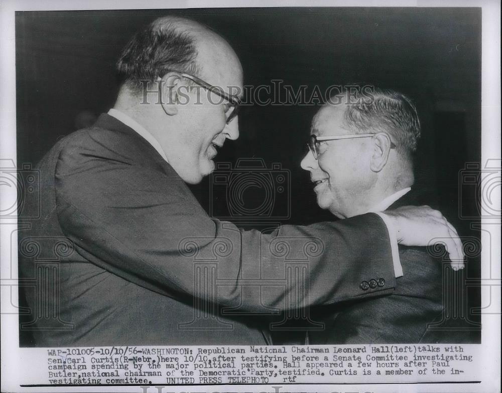 1956 Press Photo Republican National Chairman Leonard hall Sen. Carl Curtis - Historic Images