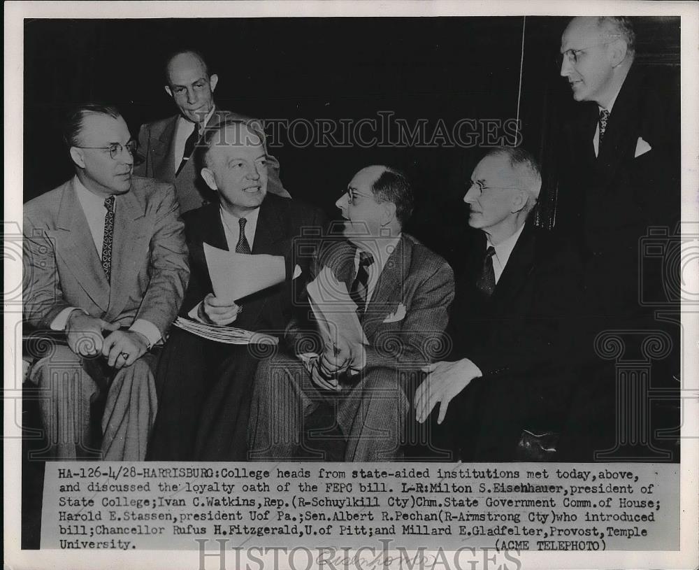 1951 Press Photo Milton Eisenhauer, Ivan Watkins, Sen. Albert Pechan - Historic Images