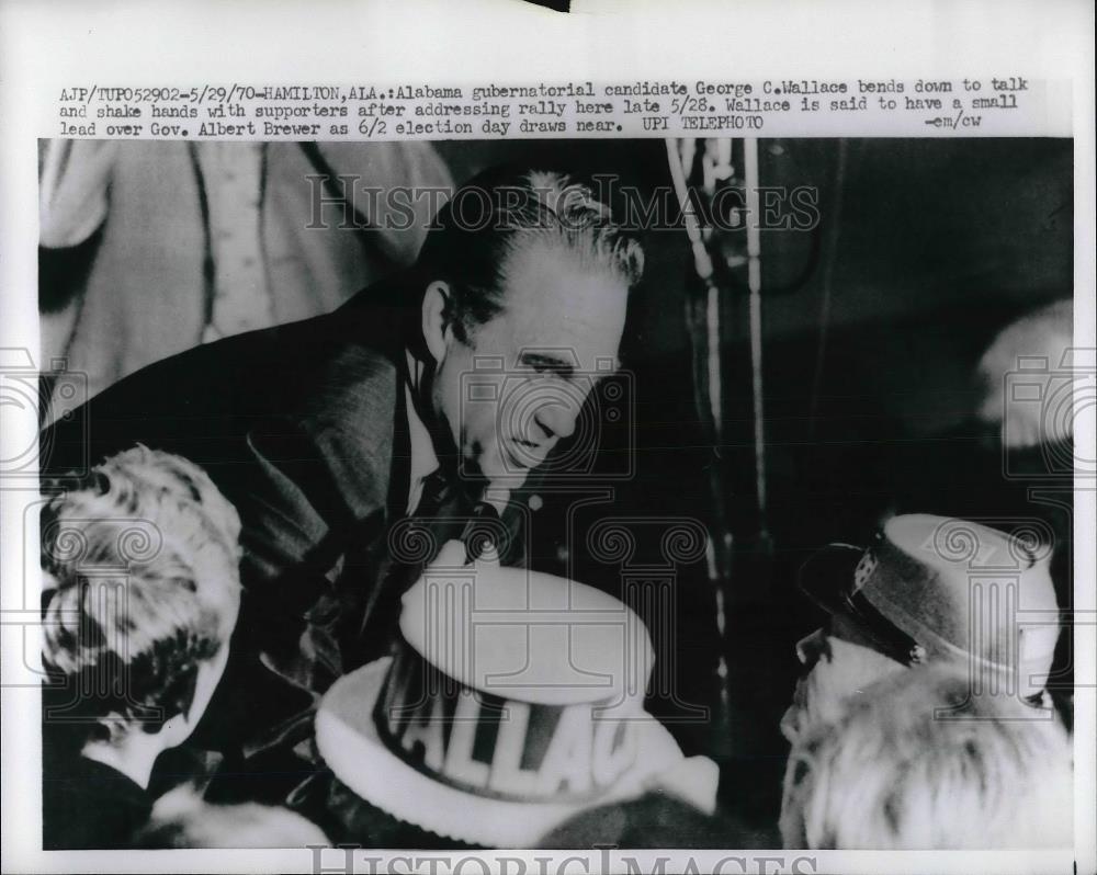 1970 Press Photo Alabama Governor Candidate George C. Wallace, Hamilton, Alabama - Historic Images