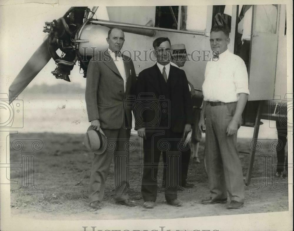 1928 Press Photo Randall, John Marshall, Jack Boethier With Plane - Historic Images