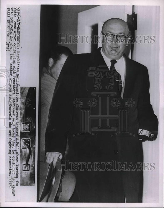 1954 Press Photo Republican Natl. Committee Chairman Leonard W. hall - Historic Images
