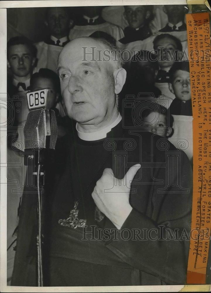 1944 Press Photo Rev. Cyril Forster Garbett, Archbishop of York, England - Historic Images