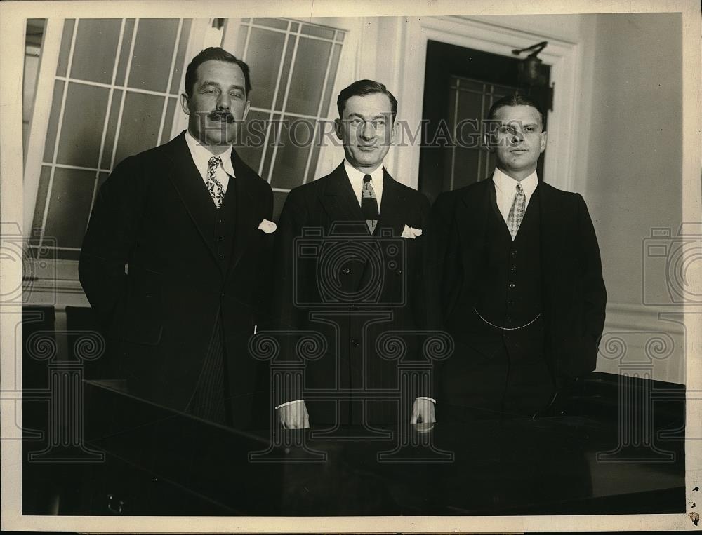 1928 Press Photo Mayor Walker, Grover Whalen, Harry Knight - Historic Images