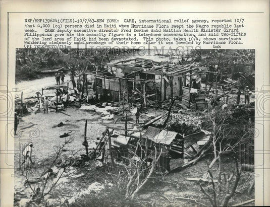 1963 Press Photo Aftermath of the Hurricane Flora in Haiti over 4,000 dead. - Historic Images