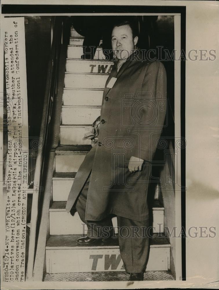 1949 Press Photo Walter Reuther, United Automobile Workers President in New York - Historic Images