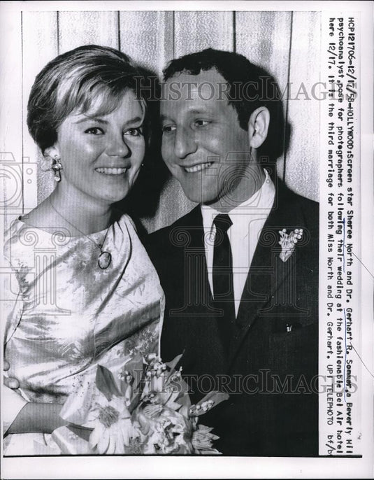 1958 Press Photo Screen Star Sheree North and Dr. Gerhart R. Sommer Wed - Historic Images