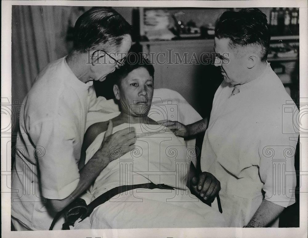 1937 Press Photo Dr. J.J. Durkin, Nurse John Hesboltzheimer, Abe Kasviner - Historic Images