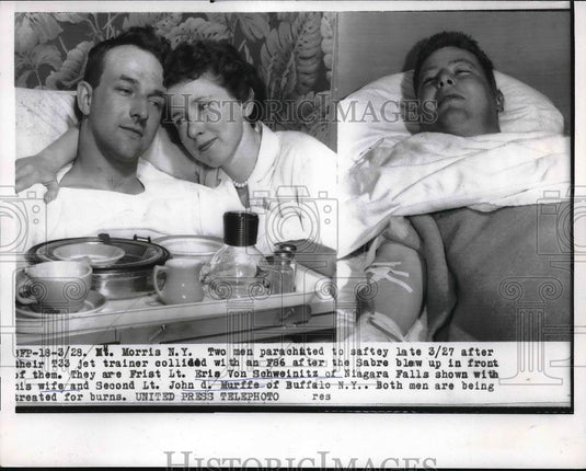 1956 Press Photo Lt. Eris Von Schweinitz and Wife, Second Lt. John Murffe - Historic Images