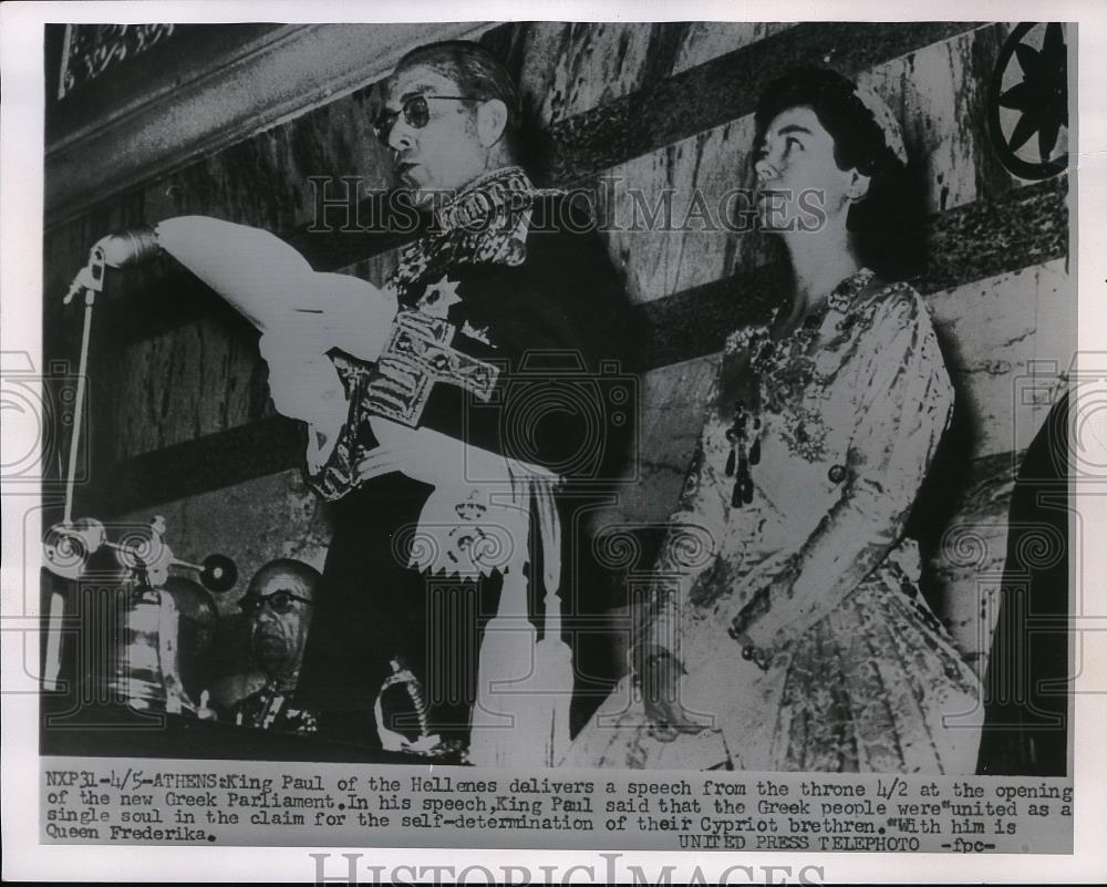 1955 Press Photo Paul of the Hellenes Opening of Greek Parliament - Historic Images