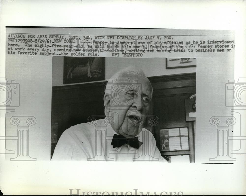 1961 Press Photo J.C. Penney Founder of J.C. Penney Stores - Historic Images