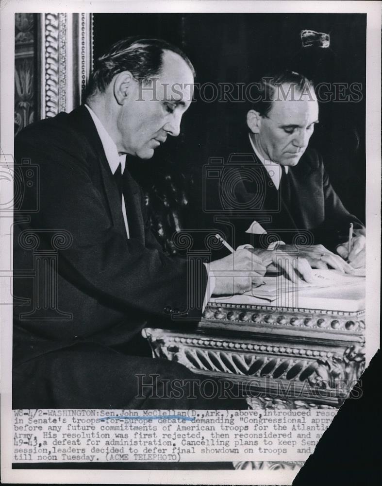Press Photo Sen. John McCellan Introduces In Troops-for-Europe Debate - Historic Images