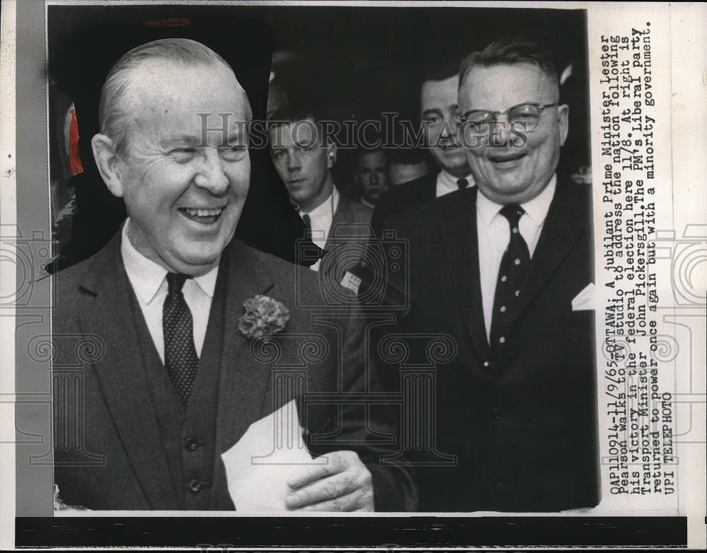 1965 Press Photo Prime Minister Lester Pearson Addressing Nation on TV - Historic Images