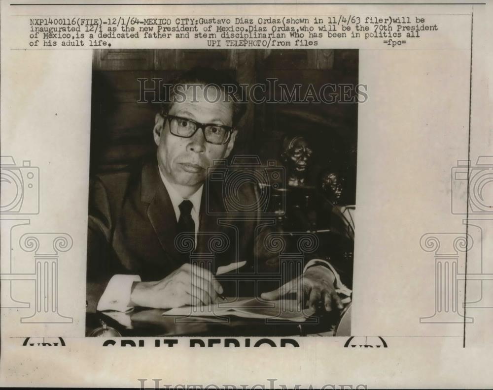 Gustavo Diaz ordaz President of Mexico 1964 Vintage Press Photo Print ...