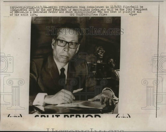 1964 Press Photo Gustavo Diaz ordaz President of Mexico - Historic Images
