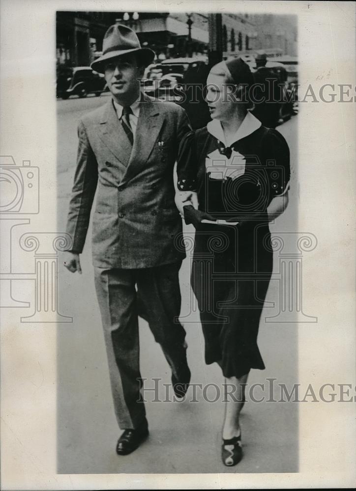 1937 Press Photo Alan Tully &amp; His Bride Widow of Sir Charles Kinsford Smith - Historic Images