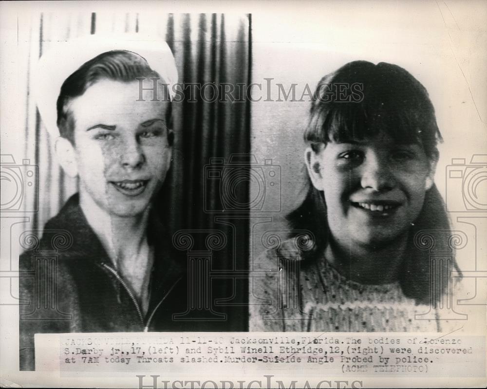 1948 Press Photo Murder victims Sybil W Etheridge &amp; LS Darby Jr in Flo. - Historic Images