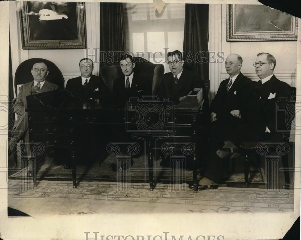 1928 Press Photo Judge William Blau, Nathan Peplman, Mayor James Walker - Historic Images