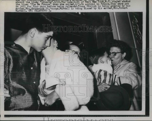 1958 Press Photo Robert Diklich and Robert Wardel with Mrs Katherine St. George - Historic Images