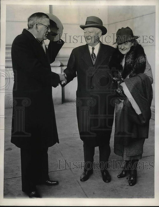 1934 Press Photo Vice Pres. and Mrs. John Nance Garner with Edwin Halsey - Historic Images