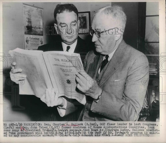1949 Press Photo GOP Floor Leader Rep Charles Halleck Of Indiana - Historic Images