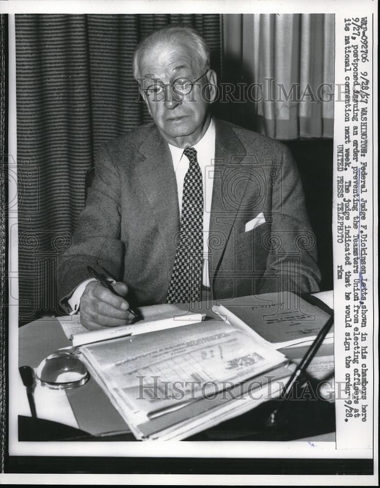 1957 Press Photo Federal Judge Dickinson Letts - Historic Images