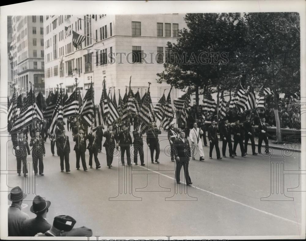 1937 Press Photo American Legion Parade Illinois Color Guard - Historic Images