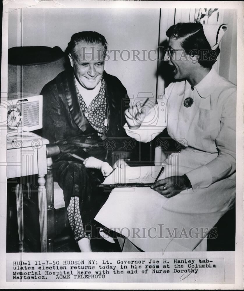 1950 Press Photo Lt Governor Joe R Hanley at Columbia Memorial Hospital - Historic Images