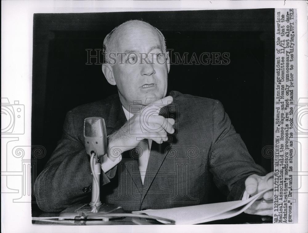 1963 Press Photo Dr. Edward Annis, President of the American Medical Association - Historic Images