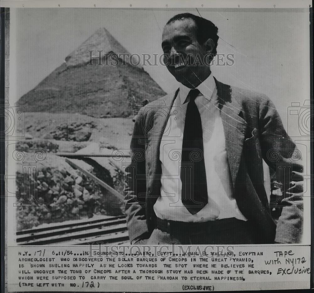 1954 Press Photo Kemal B Wallace Egyptian Archeologist - Historic Images