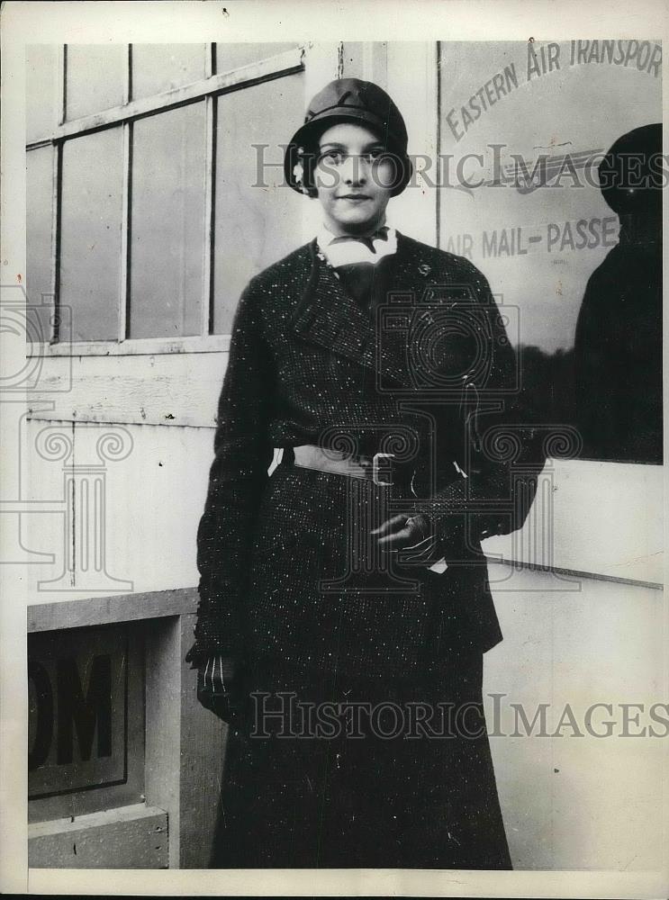 1931 Press Photo Raleigh, N.C. Mrs Marie Meyers, traffic rep for Eastern Air - Historic Images