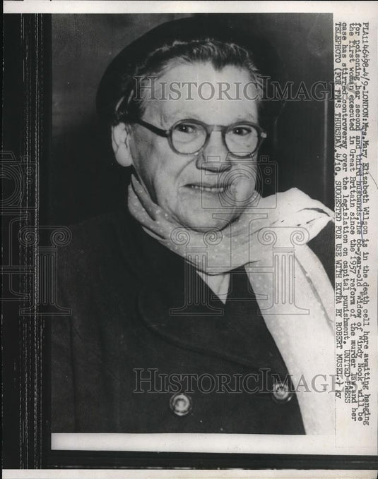 1958 Press Photo Mrs Mary Elizabeth Wilson Awaiting Hanging for Killing Husbands - Historic Images