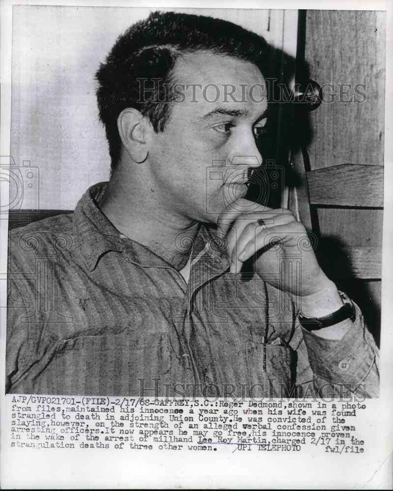 1968 Press Photo Roger Dedmond maintained his innocence when his wife was found - Historic Images