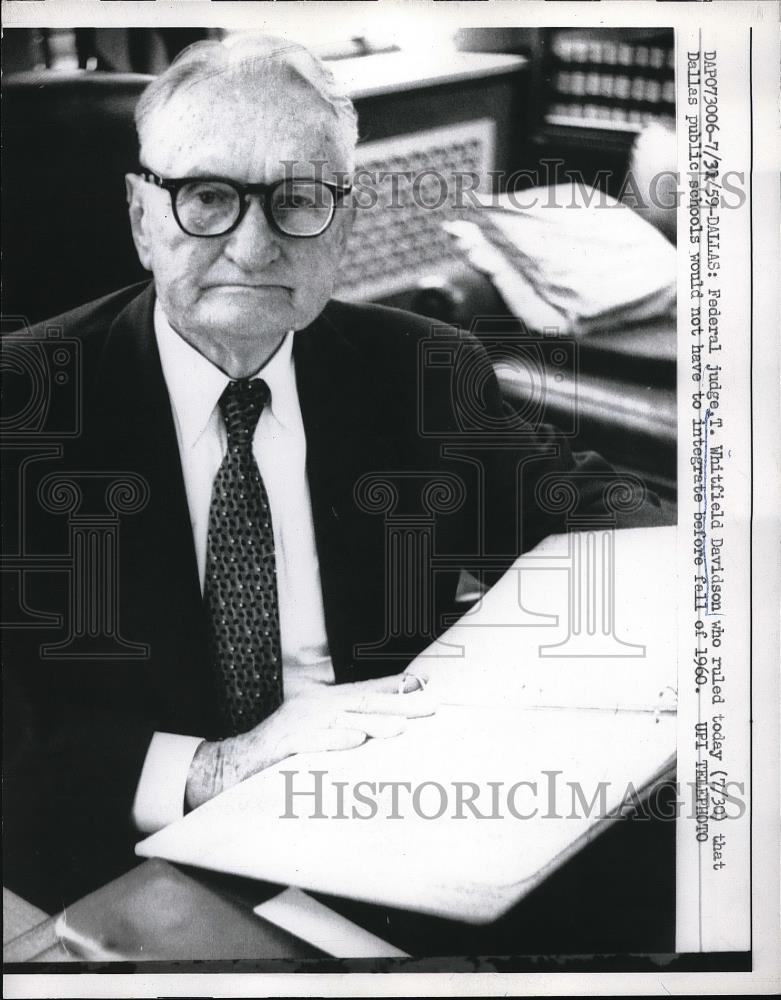 1959 Press Photo Federal Judge T Whitfield Davidson - Historic Images