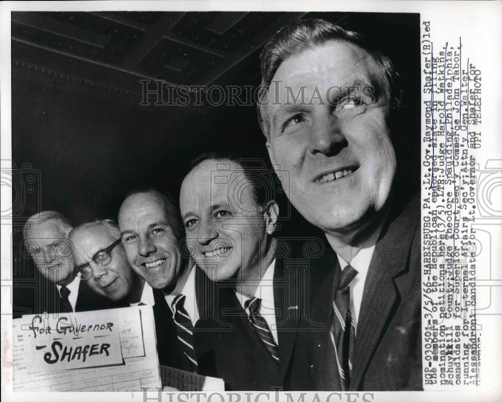 1966 Press Photo Lt. gov. Raymond Shafer , Judge Theordore Spauling, John Tabor - Historic Images