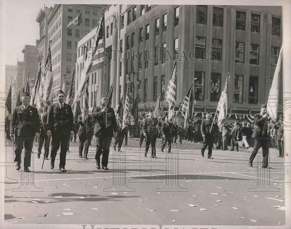 1937 Press Photo American Legionaires on parade in NYC - Historic Images