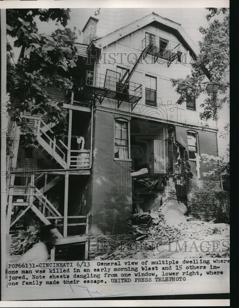 1956 Press Photo Early Morning Explosion Kills 1 Injures 14 - Historic Images