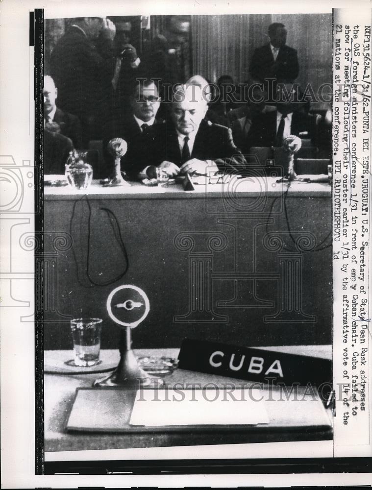 1962 Press Photo US Secretary of State Dean Rusk - Historic Images