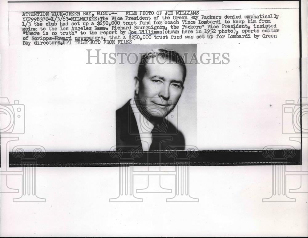 1963 Press Photo Sports editor 1952 photoms in a - Historic Images