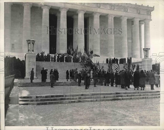 1934 Press Photo Lincoln Memorial Washington D.C. Celebrating 125th Birthday - Historic Images