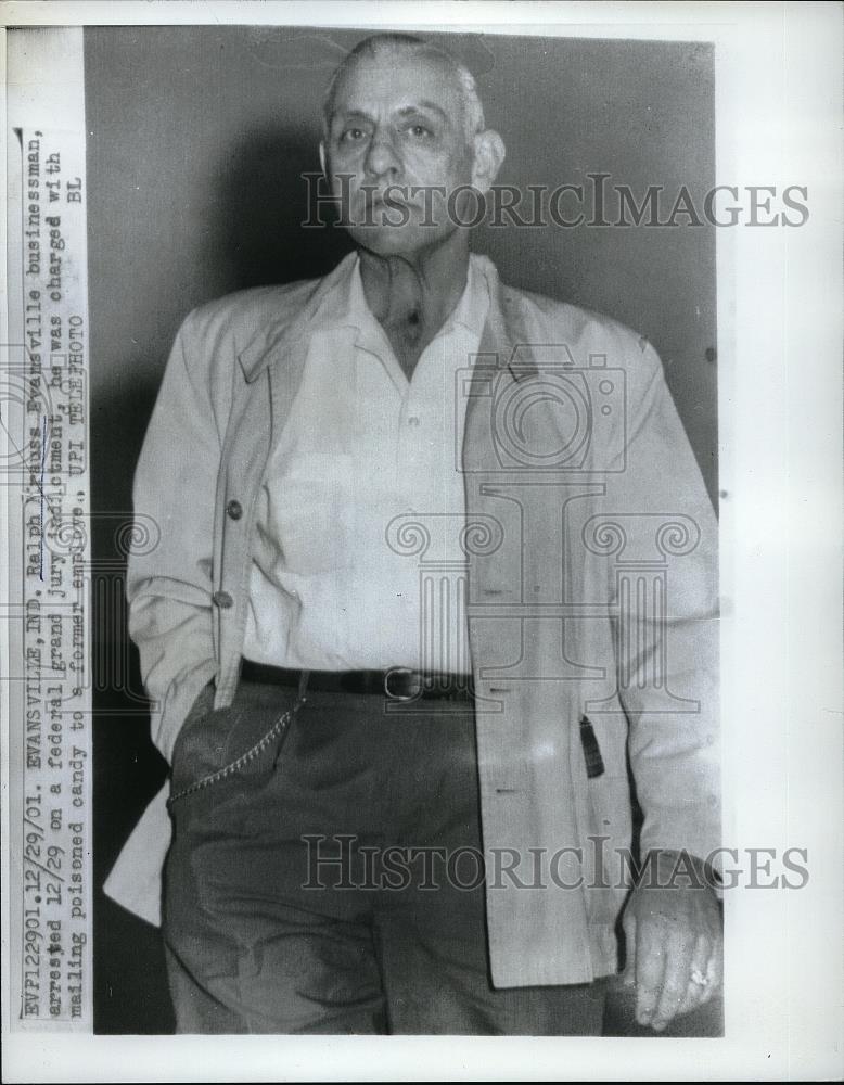 1961 Press Photo Ralph Krauss Evansville Businessman Arrested for Poisoning - Historic Images