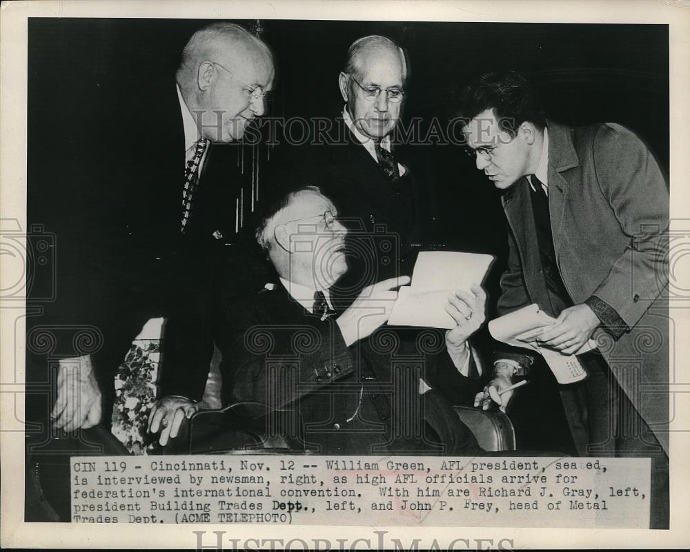 1948 Press Photo AFL President William Green w/ Richard Gray &amp; John P. Frey - Historic Images