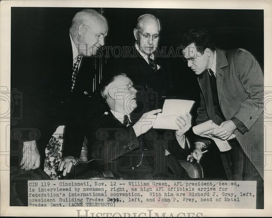 1948 Press Photo AFL President William Green w/ Richard Gray & John P. Frey - Historic Images