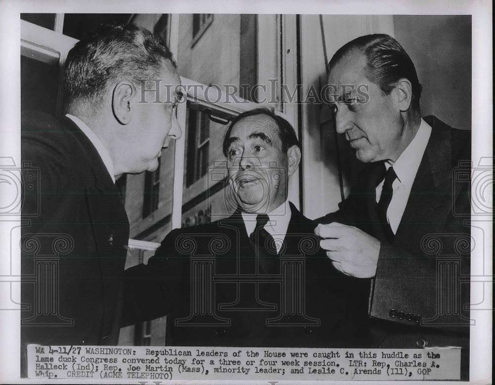 1950 Press Photo Rep Charles Halleck, Rep. Joe Martin and Leslie Arends - Historic Images