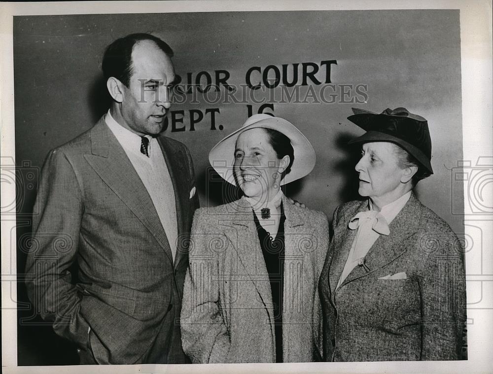 1938 Press Photo Film Director Wm. Dieterle, Wife, &amp; Mother-In-Law in Court - Historic Images