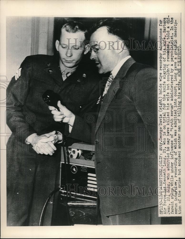 1948 Press Photo Sgt Kenneth Long On Trial For Killing his Wife - Historic Images