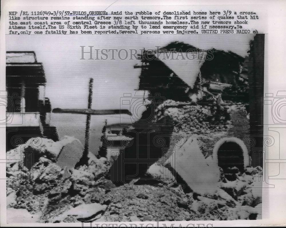 1957 Press Photo Earthquake damage in Volos, Greece - Historic Images