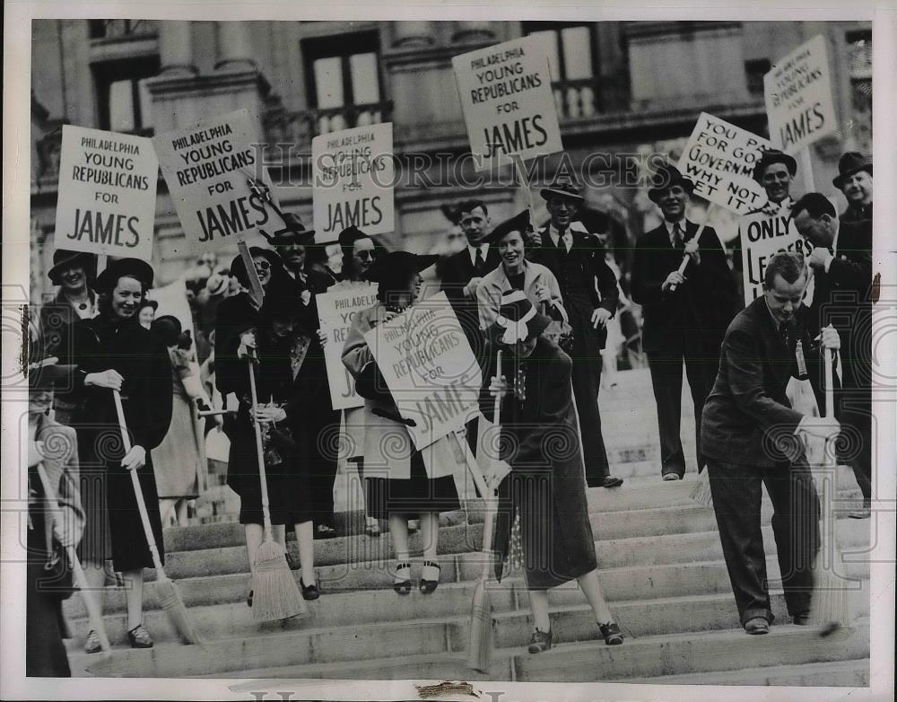 1938 Press Photo Members of Pennsylvania Young Republicans in Protest - Historic Images