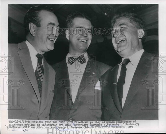 1954 Press Photo Conference of Governors Meeting Lawrence W. Wetherby, G. Mennen - Historic Images