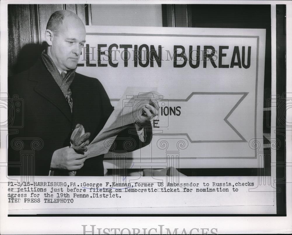 1954 Press Photo George F Kennan Former US Ambassador to Russia - Historic Images